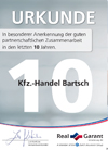 Auszeichnung 2011 KFZ Handel Bartsch in Neukirchen-Vluyn