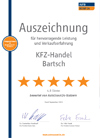 Auszeichnung KFZ Handel Bartsch in Neukirchen-Vluyn